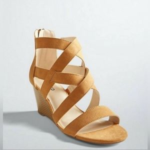 Torrid Sand Strappy Mini Wedge Sandals Size 11W NWT